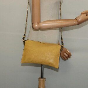 BURBERRY Chain Shoulder Bag Leather Yellow gold Auth bs29330
